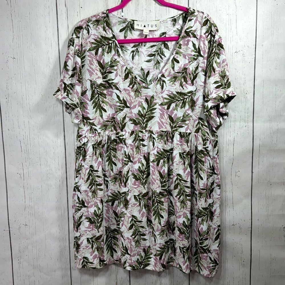 Hiatus Floral Babydoll Dress Cottagecore Boho Soft Girl V Neck Short Sleeve L